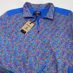 Chubbies Men's Spades Quilted 1/4 Zip Pullover Sz LARGE Blue Floral NWT